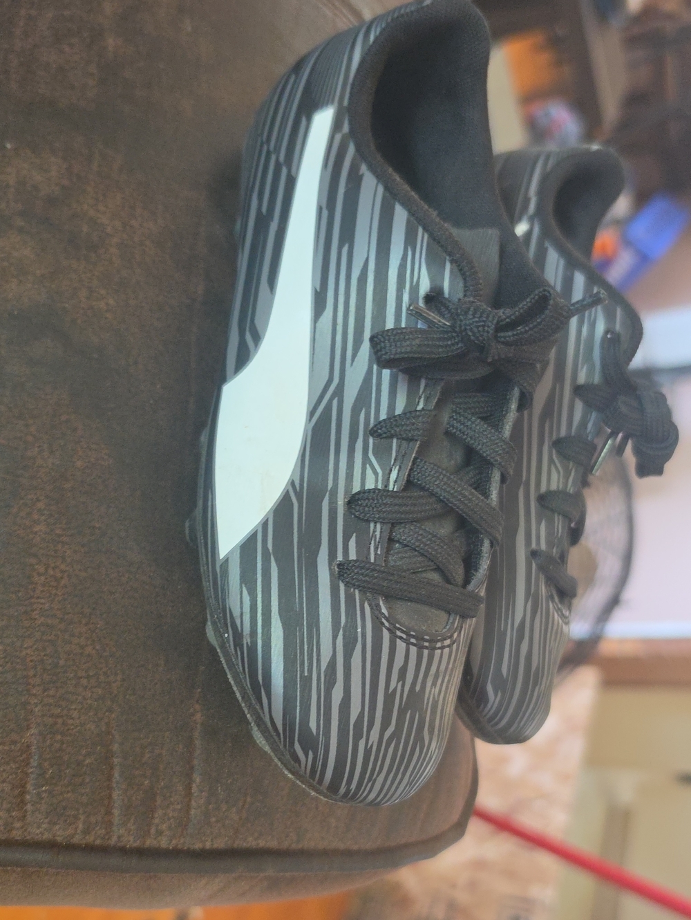 Puma Black and White Kids Sneakers with Striped Graphic